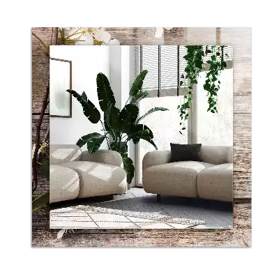 Rectangle decorative mirror Flowers on wood