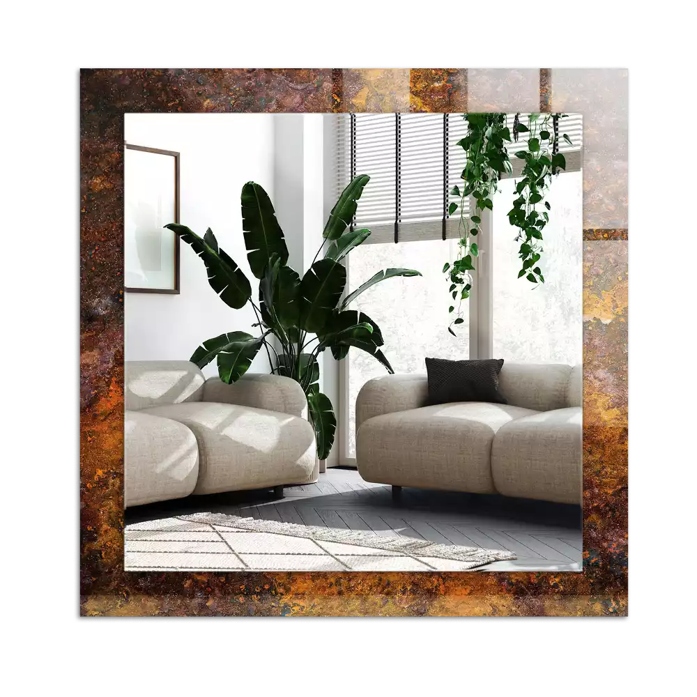 Rectangular wall mirror design Rusty metal surface