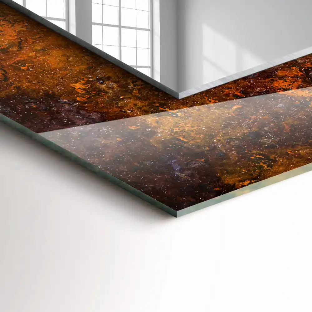 Rectangular wall mirror design Rusty metal surface