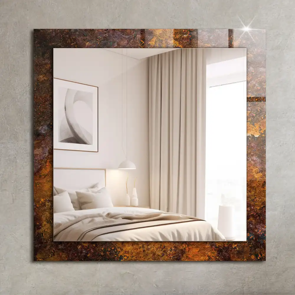 Rectangular wall mirror design Rusty metal surface