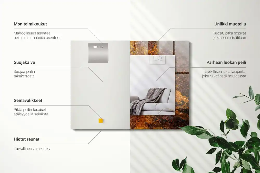 Rectangular wall mirror design Rusty metal surface