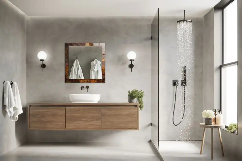 Rectangular wall mirror design Rusty metal surface