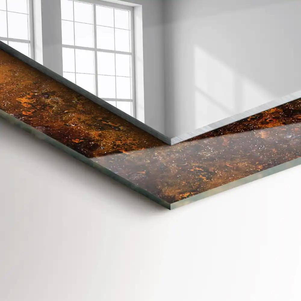Rectangular wall mirror design Rusty metal surface