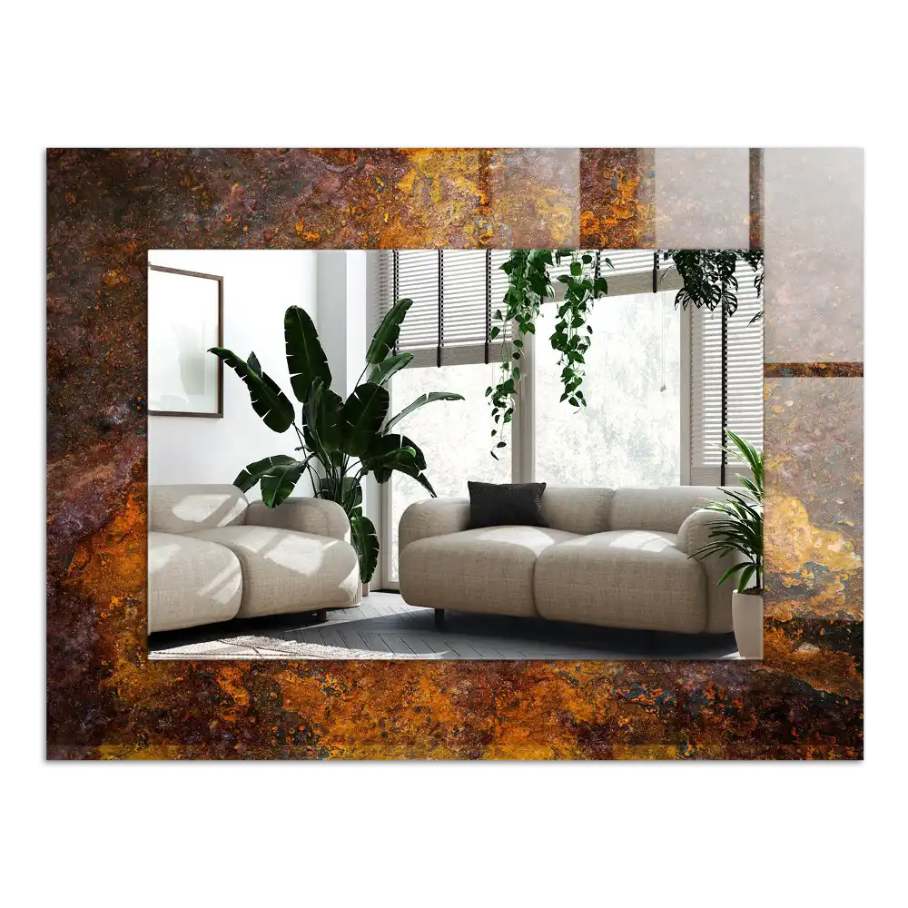 Rectangular wall mirror design Rusty metal surface