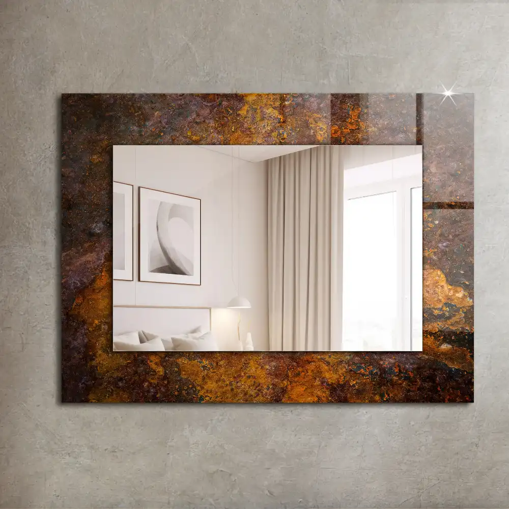 Rectangular wall mirror design Rusty metal surface
