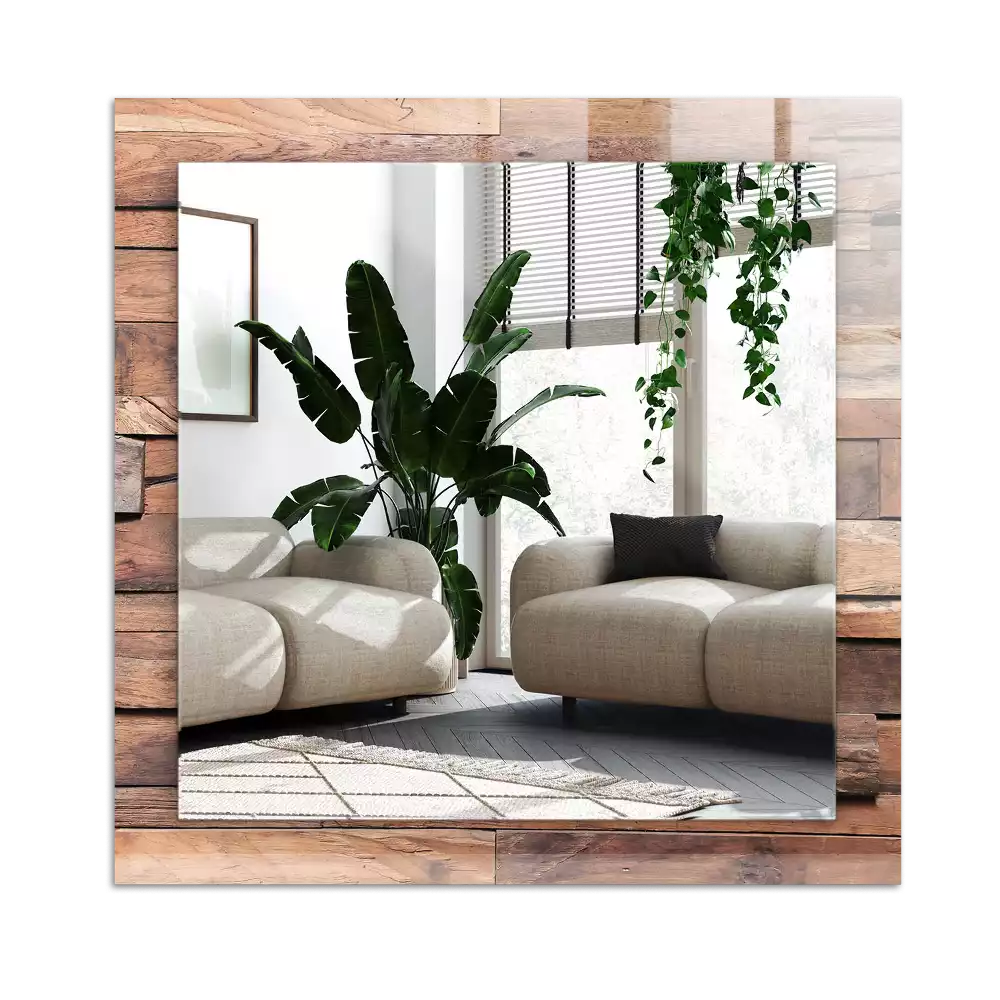 Rectangular decorative mirror Wooden panel wall