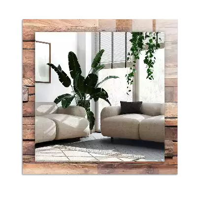 Rectangular decorative mirror Wooden panel wall