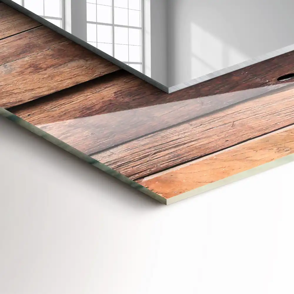 Rectangular decorative mirror Wooden panel wall