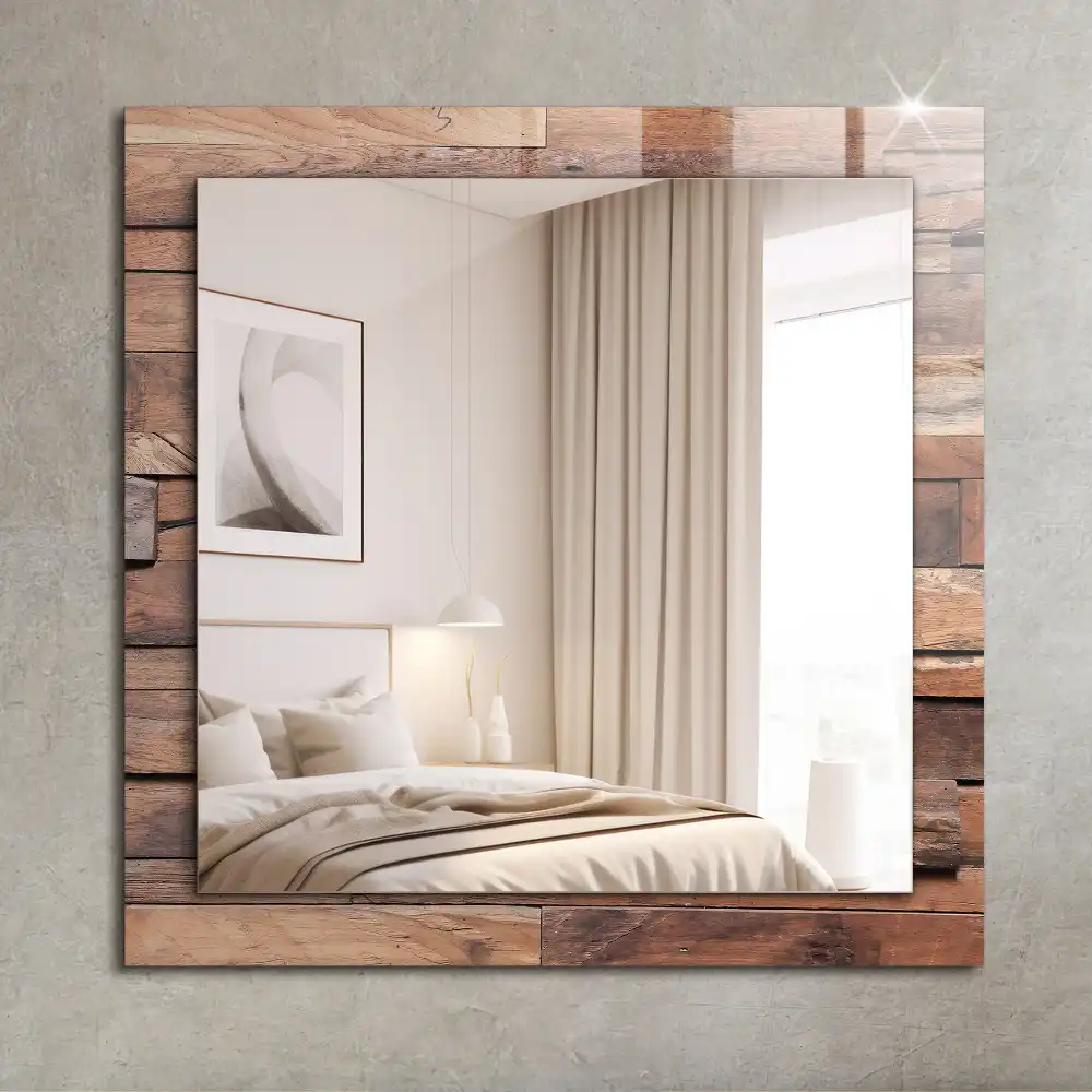Rectangular decorative mirror Wooden panel wall