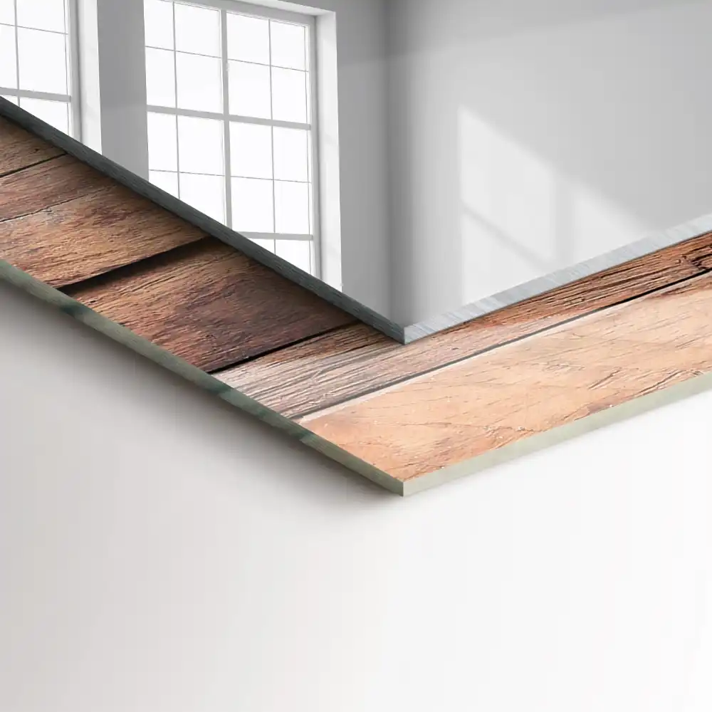 Rectangular decorative mirror Wooden panel wall