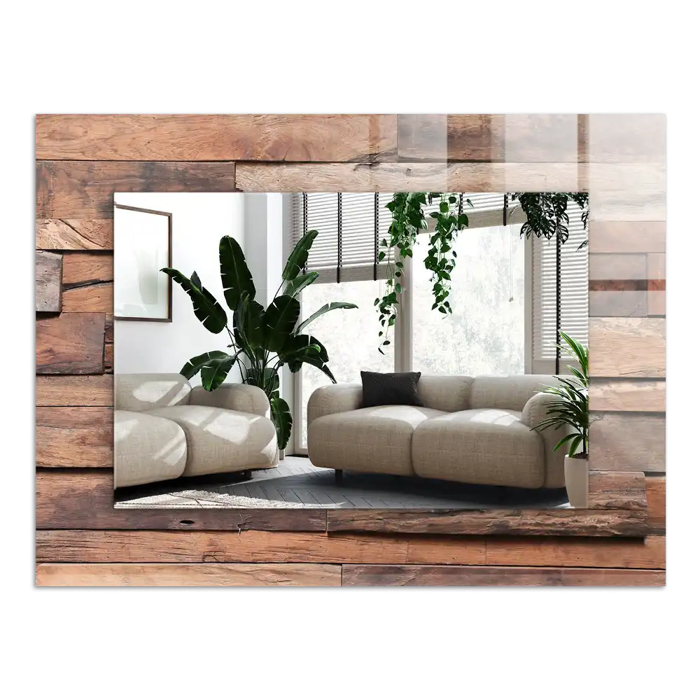 Rectangular decorative mirror Wooden panel wall