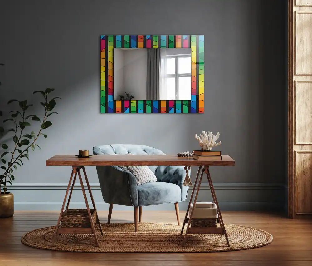 Rectangular mirror print Colorful stained glass stripes
