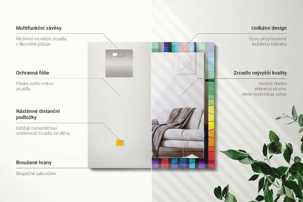 Rectangular mirror print Colorful stained glass stripes