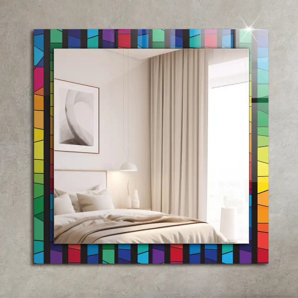 Rectangular mirror print Colorful stained glass stripes