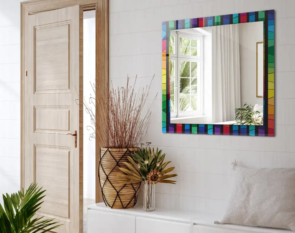 Rectangular mirror print Colorful stained glass stripes