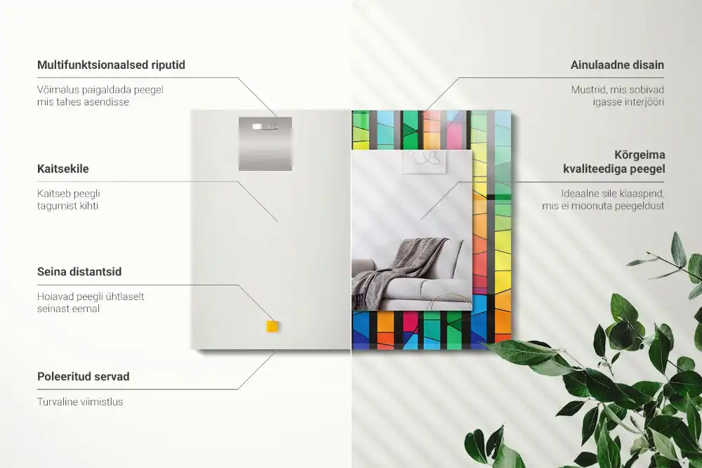 Rectangular mirror print Colorful stained glass stripes