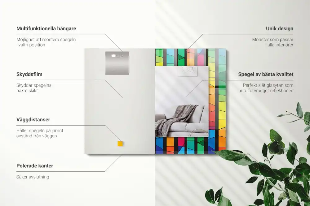 Rectangular mirror print Colorful stained glass stripes