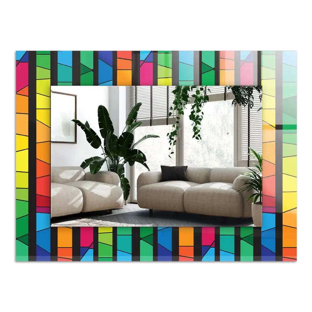Rectangular mirror print Colorful stained glass stripes