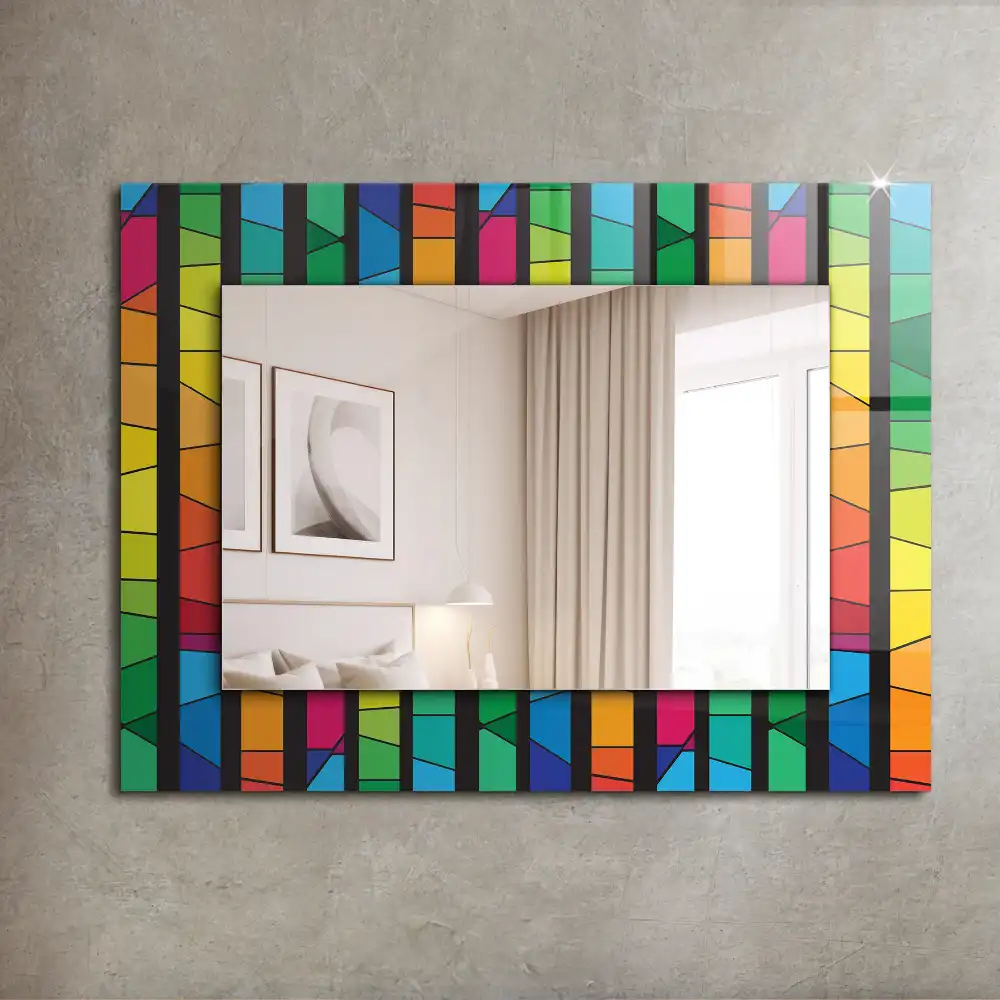 Rectangular mirror print Colorful stained glass stripes