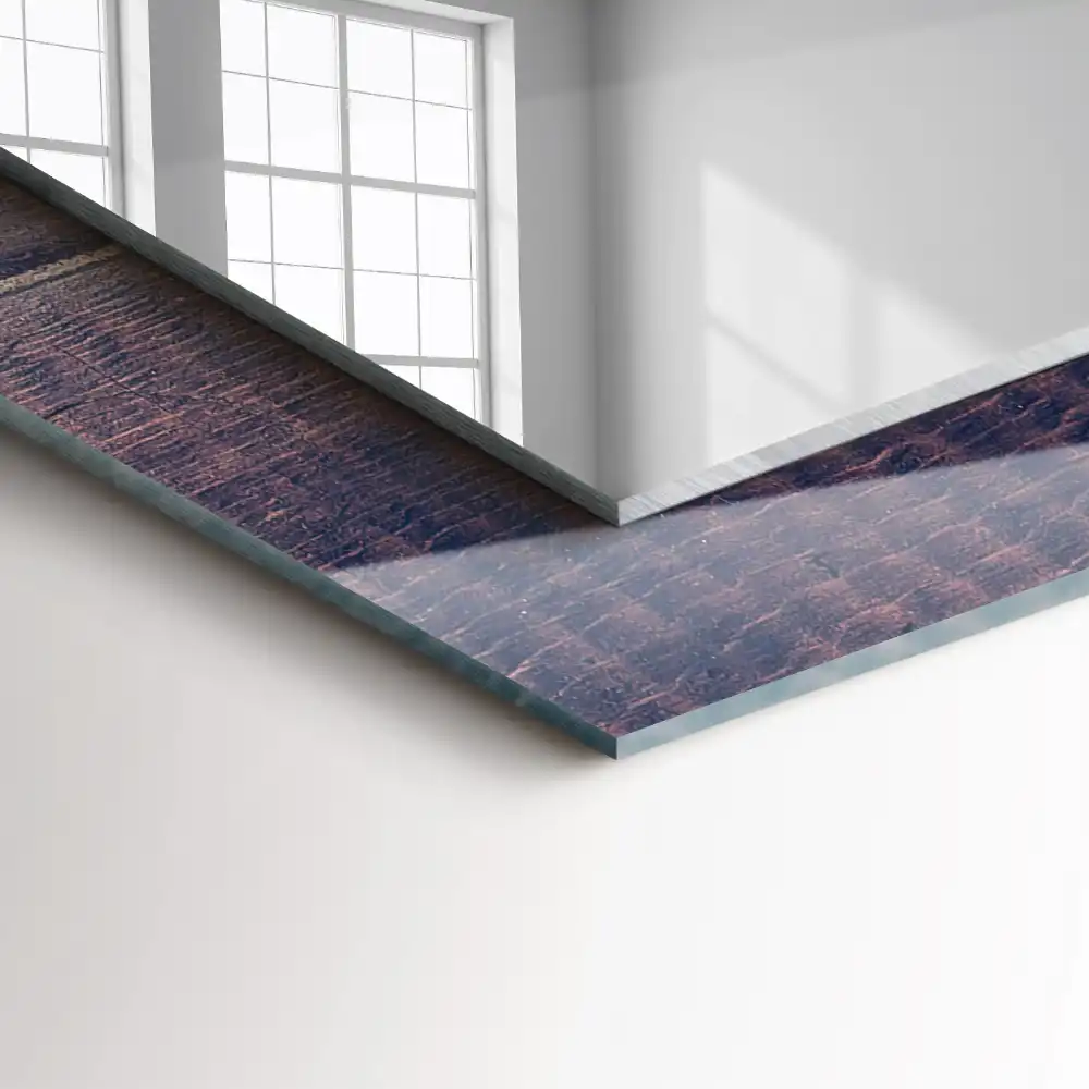 Rectangle decorative mirror Pink tulips wood