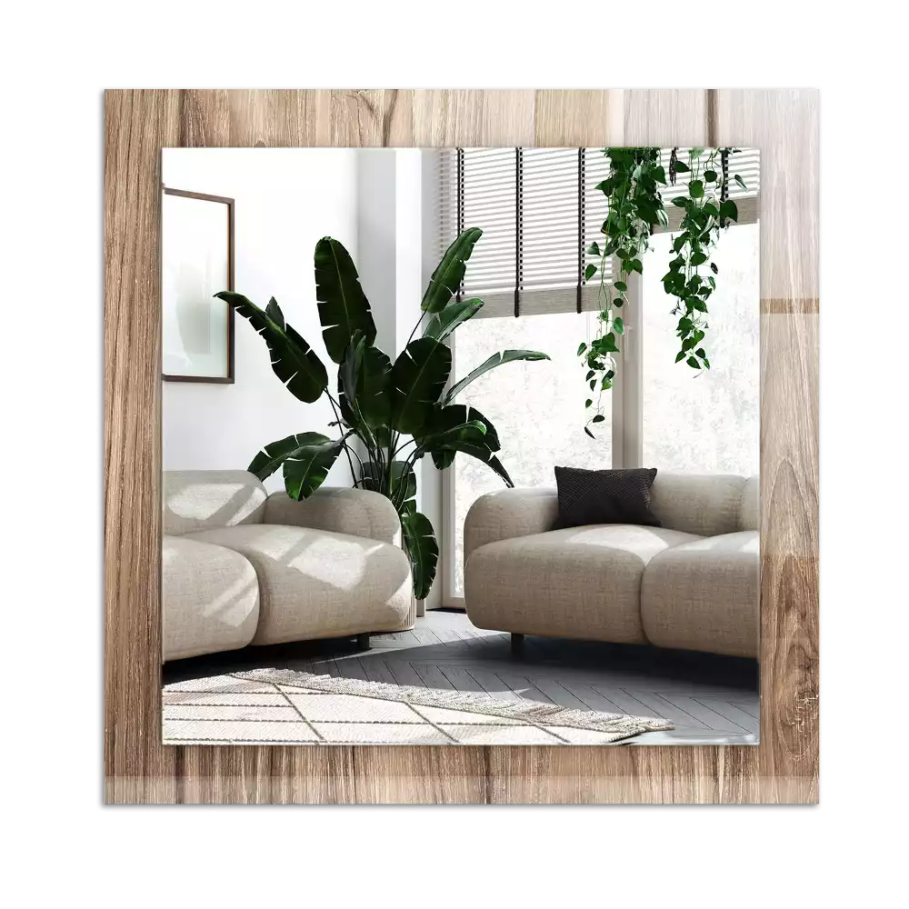 Rectangular wall mirror design Wooden floor boards