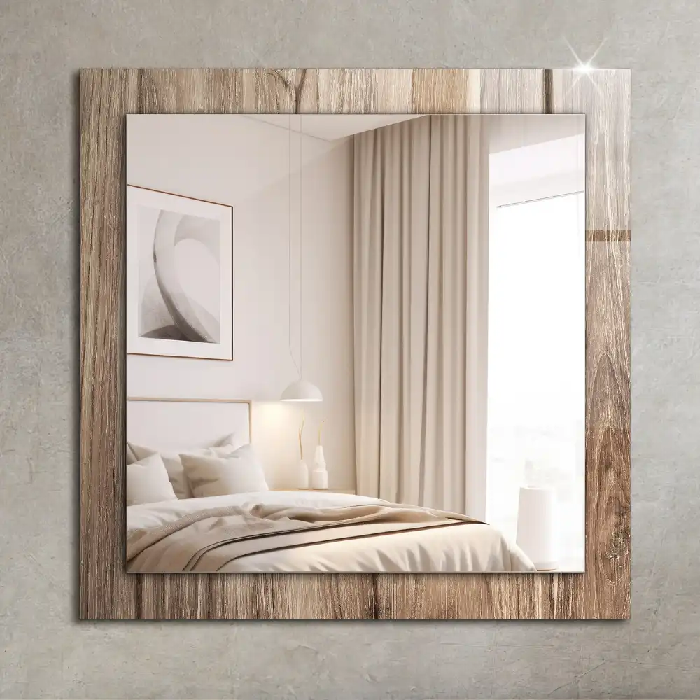 Rectangular wall mirror design Wooden floor boards