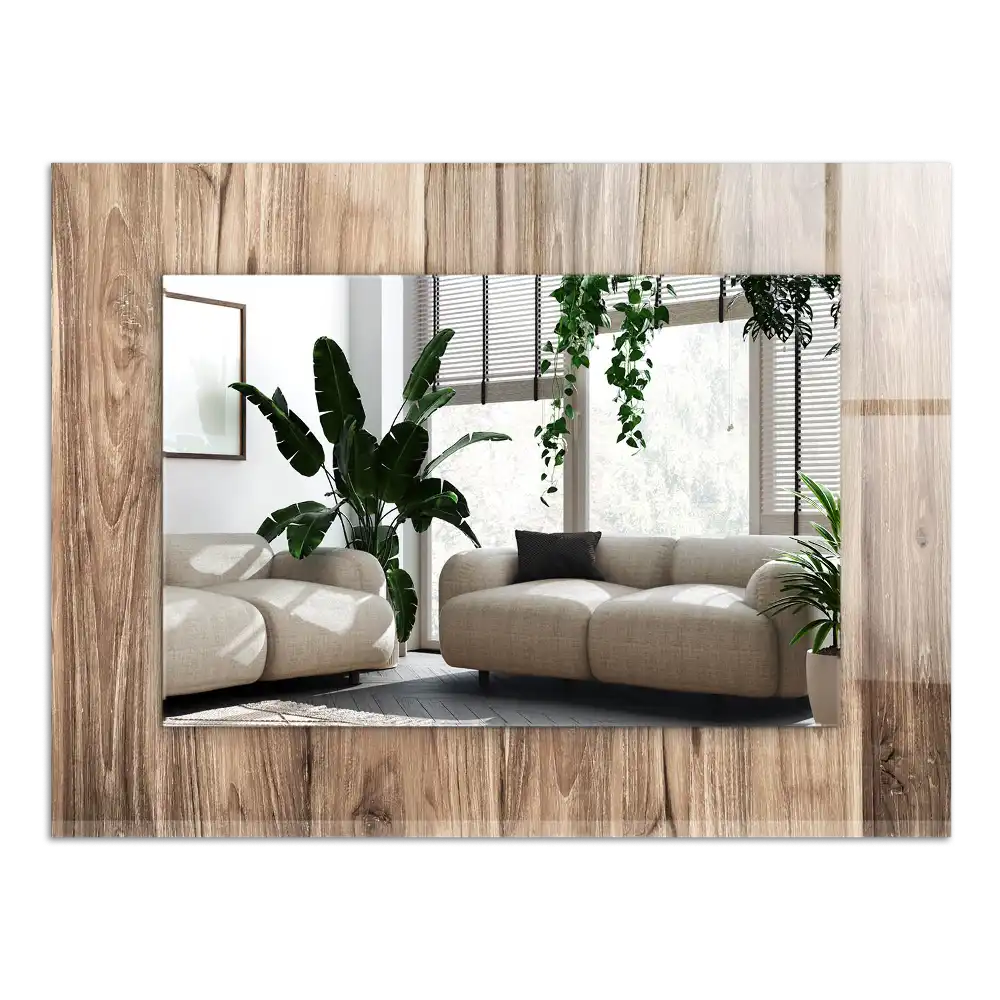 Rectangular wall mirror design Wooden floor boards
