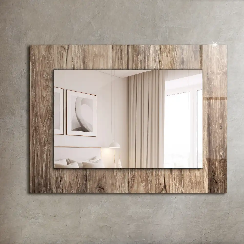 Rectangular wall mirror design Wooden floor boards
