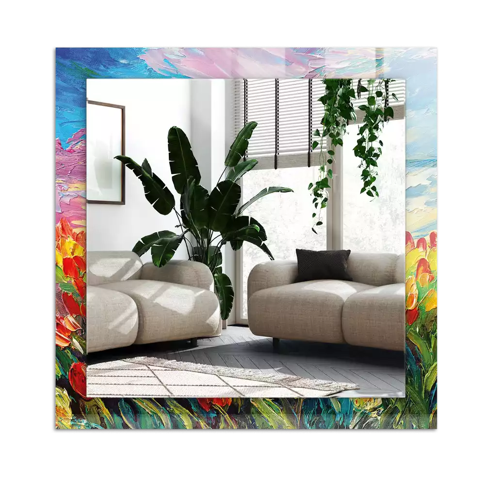 Rectangular mirror print Tulip field