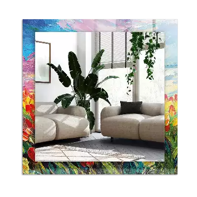 Rectangular mirror print Tulip field