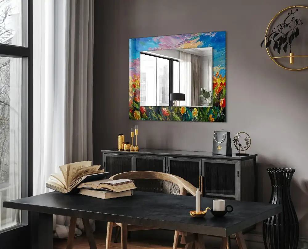 Rectangular mirror print Tulip field
