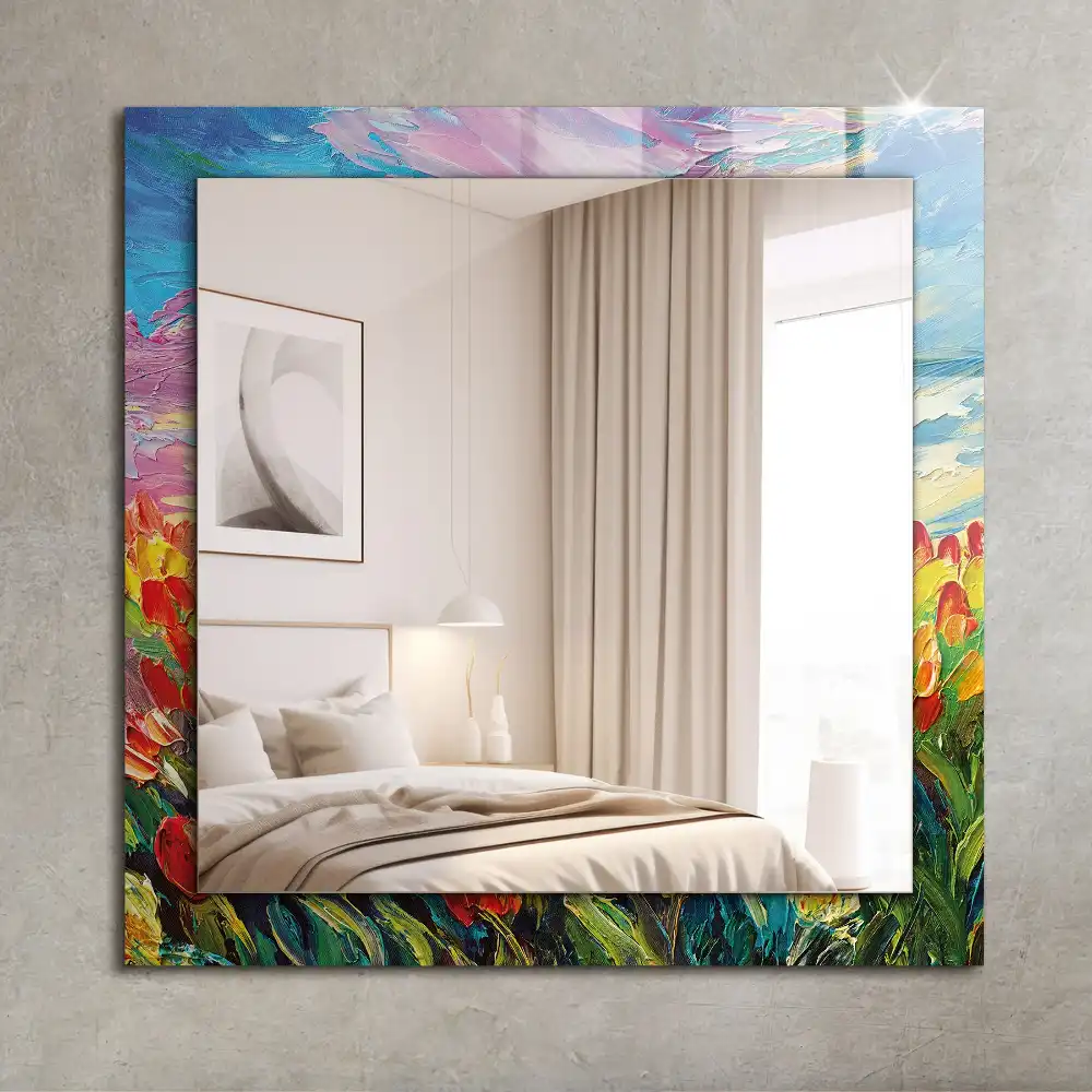 Rectangular mirror print Tulip field