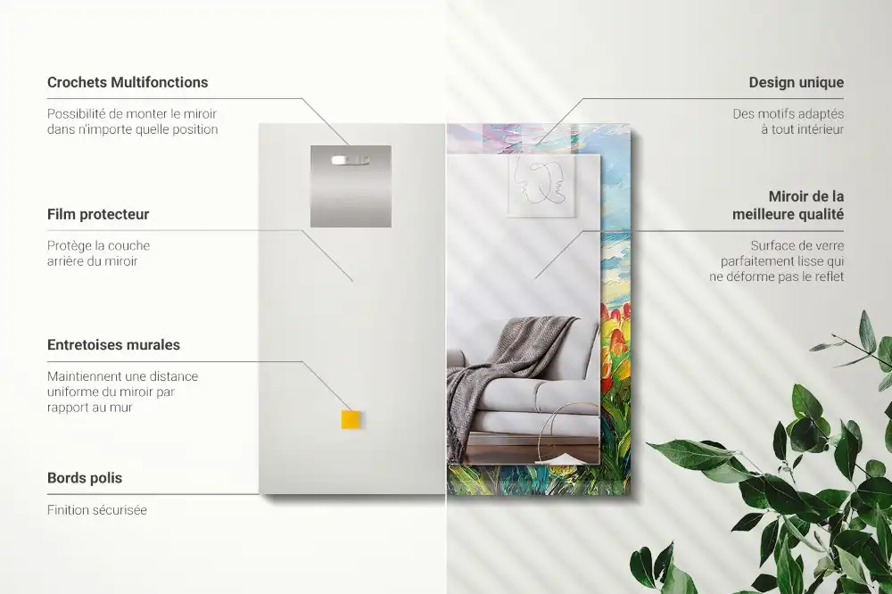 Rectangular mirror print Tulip field