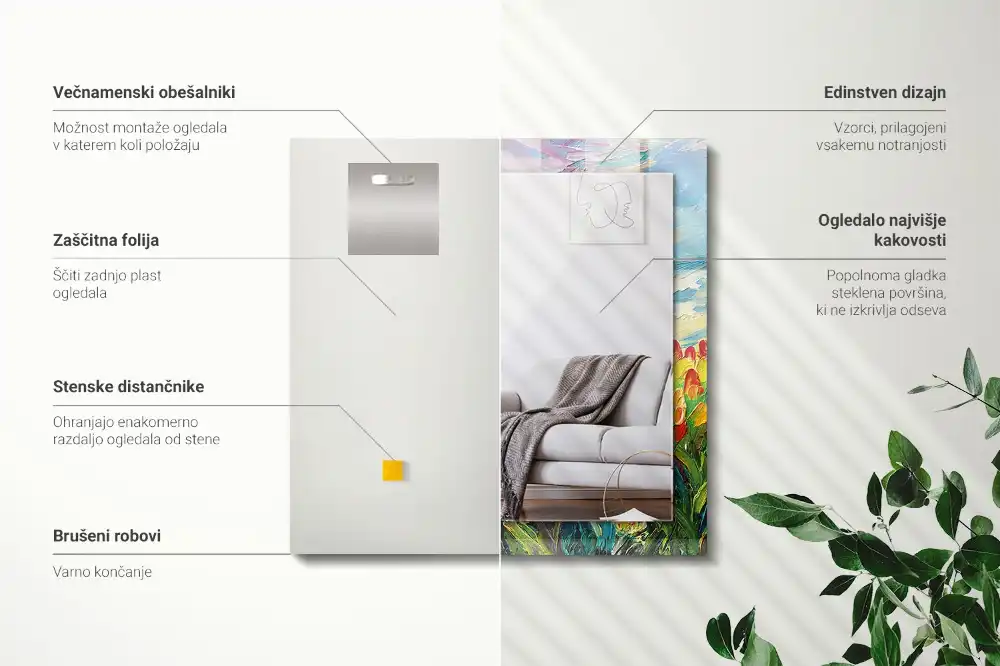 Rectangular mirror print Tulip field