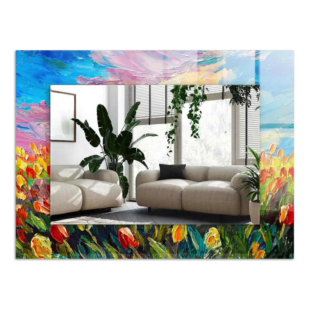 Rectangular mirror print Tulip field