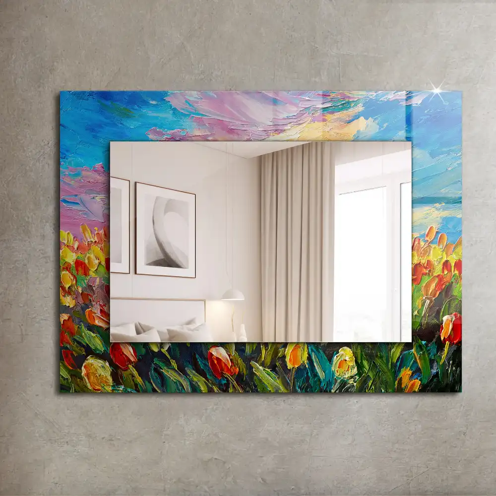 Rectangular mirror print Tulip field
