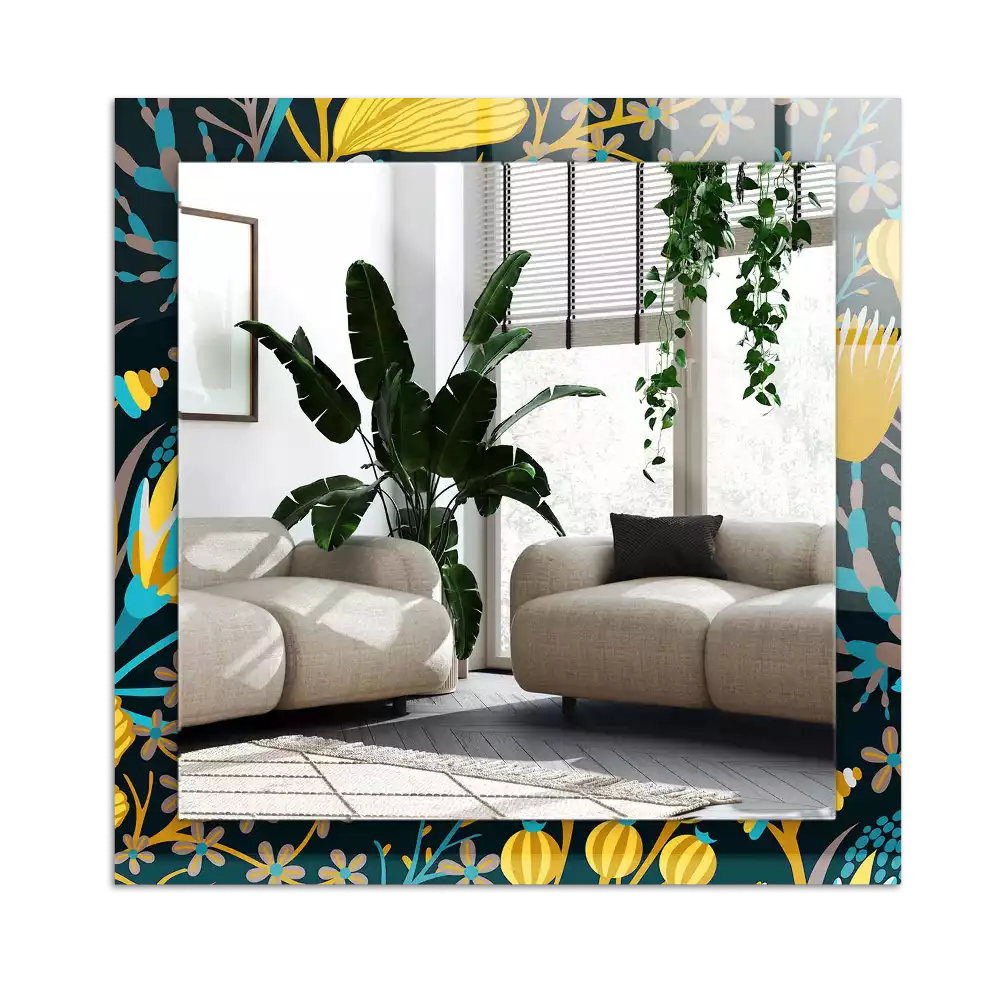 Rectangle decorative mirror Flowers leaves patterns