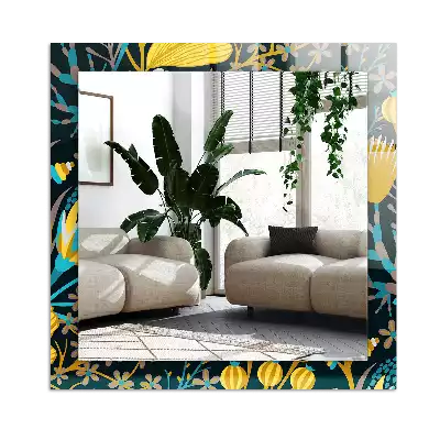 Rectangle decorative mirror Flowers leaves patterns