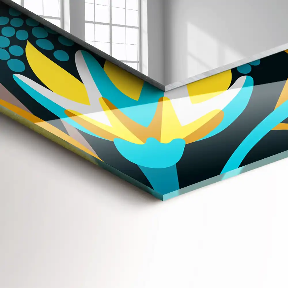 Rectangle decorative mirror Flowers leaves patterns