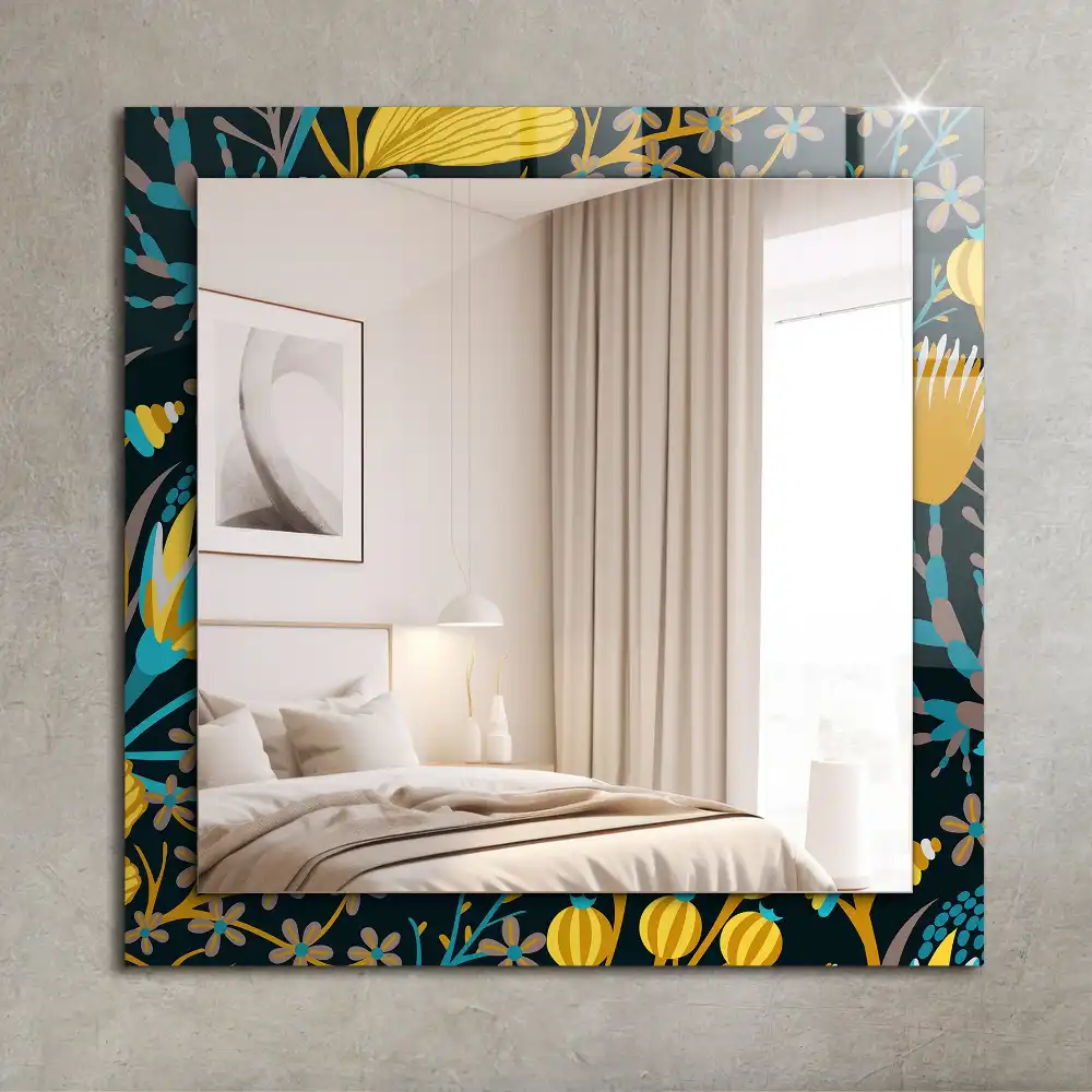 Rectangle decorative mirror Flowers leaves patterns