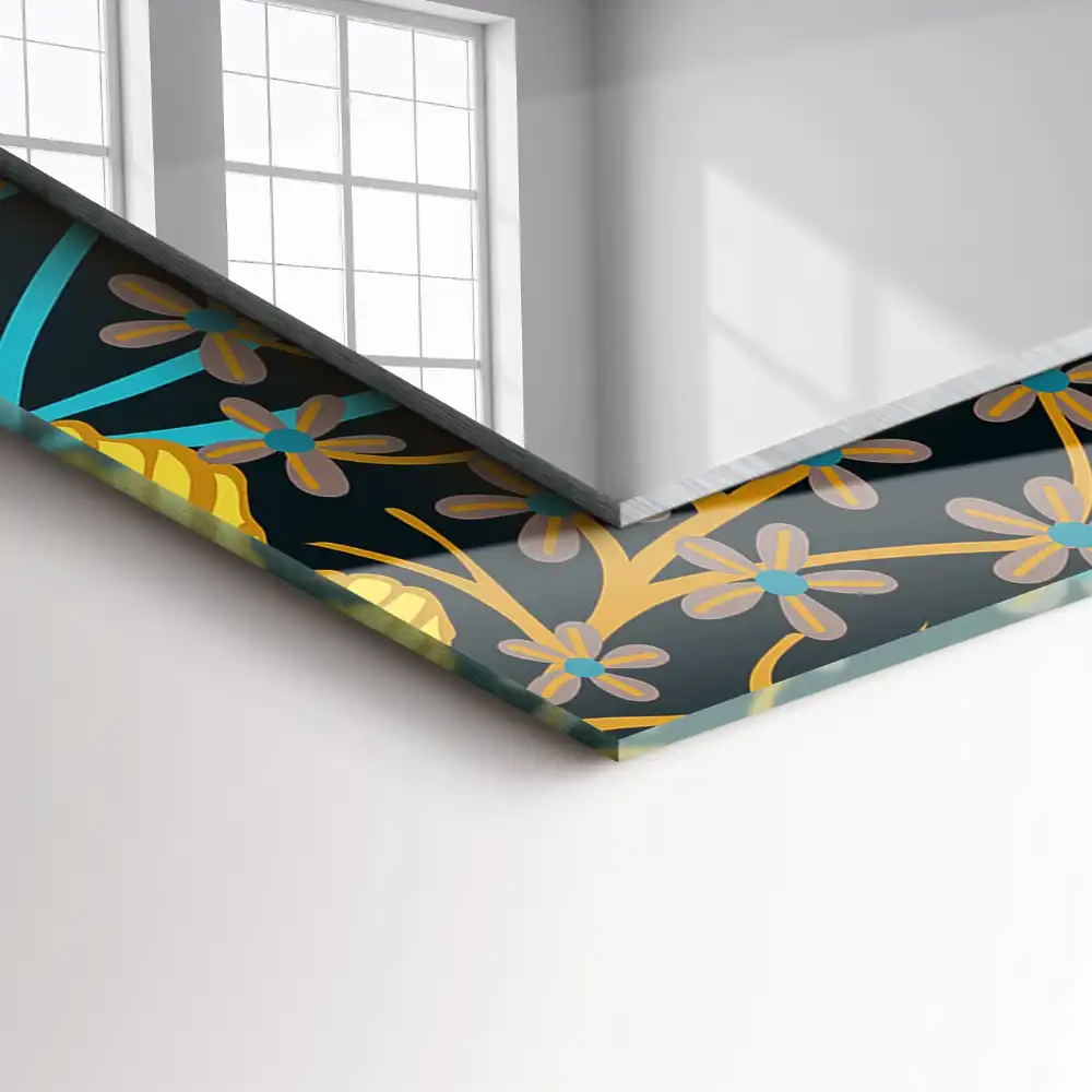 Rectangle decorative mirror Flowers leaves patterns