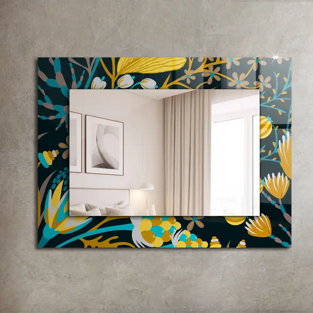 Rectangle decorative mirror Flowers leaves patterns