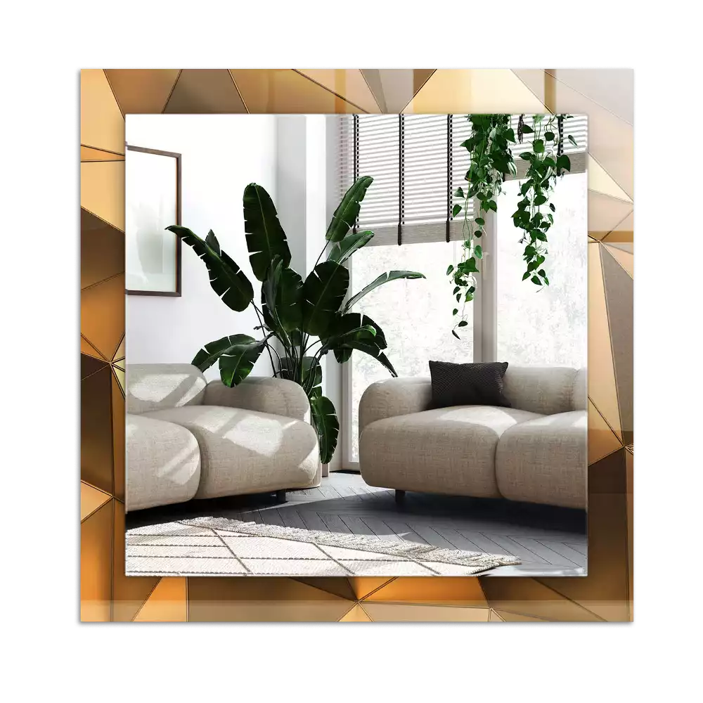 Rectangular wall mirror design Gold geometric patterns