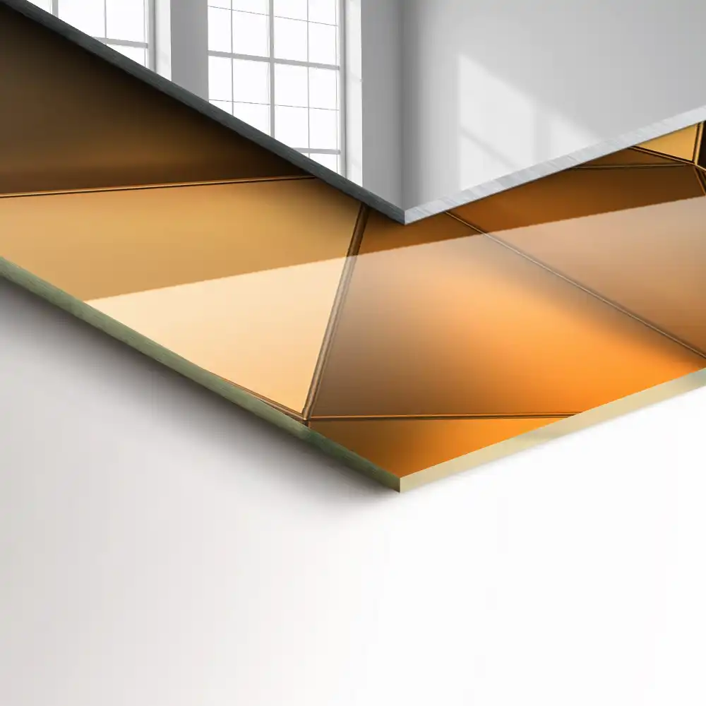 Rectangular wall mirror design Gold geometric patterns