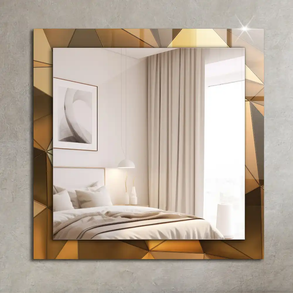 Rectangular wall mirror design Gold geometric patterns