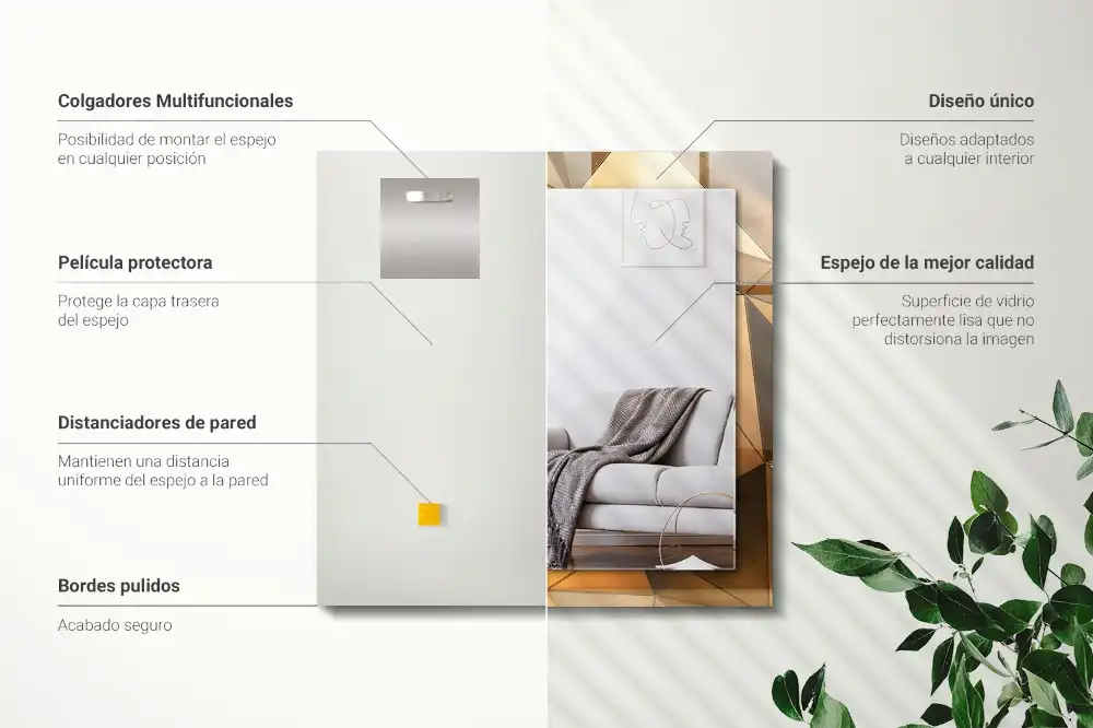 Rectangular wall mirror design Gold geometric patterns