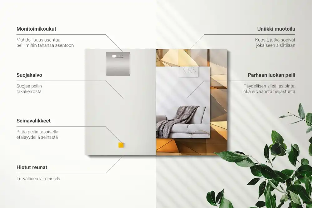 Rectangular wall mirror design Gold geometric patterns