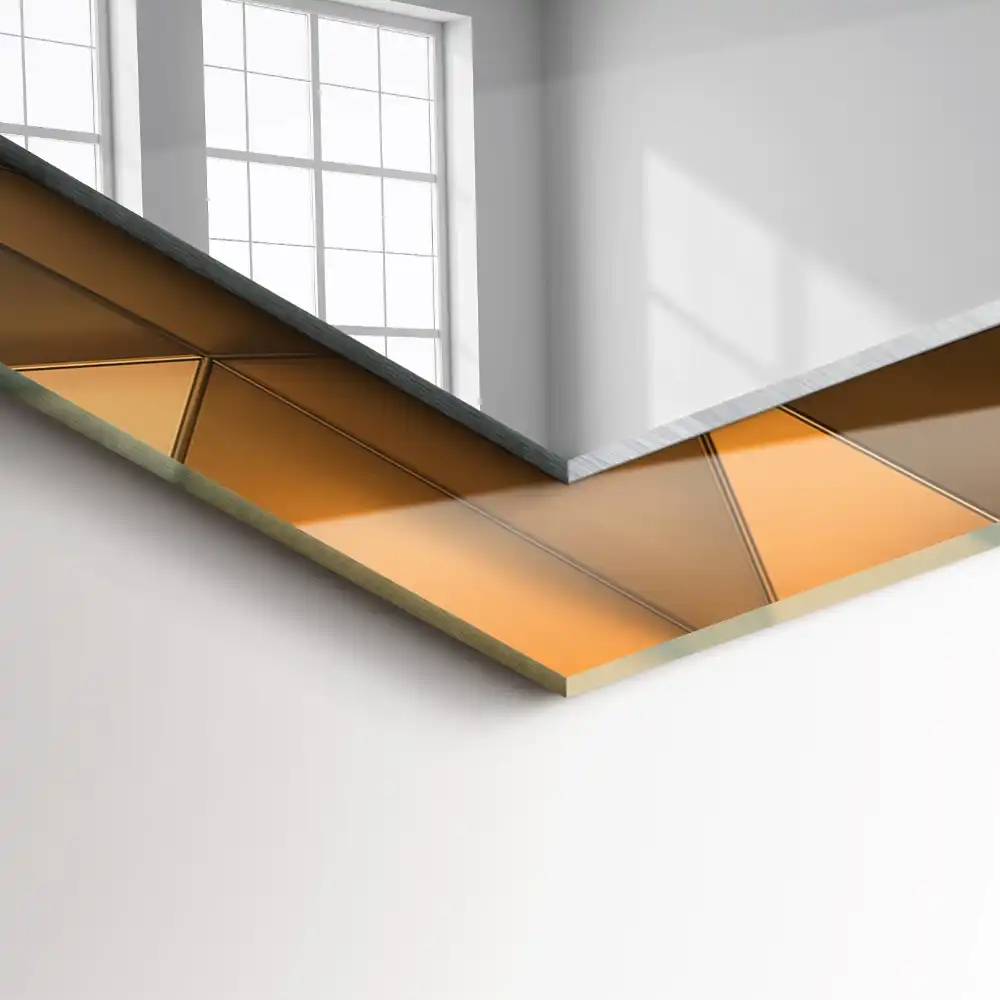 Rectangular wall mirror design Gold geometric patterns