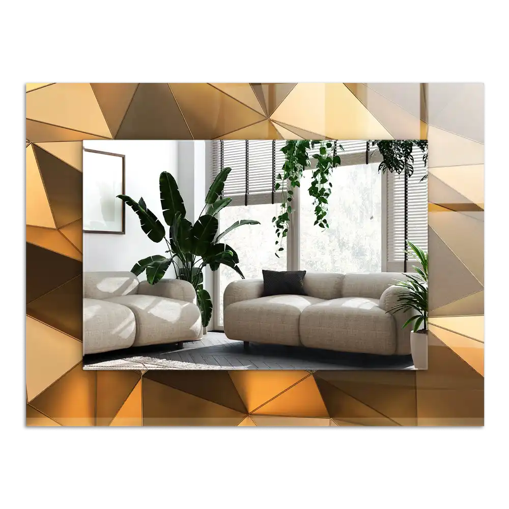 Rectangular wall mirror design Gold geometric patterns