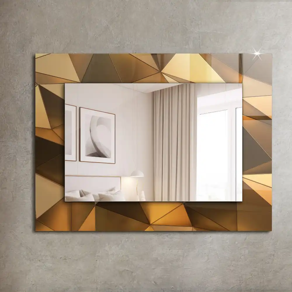 Rectangular wall mirror design Gold geometric patterns